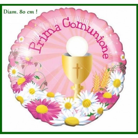 Palloncino prima comunione rosa aria o elio 80 cm