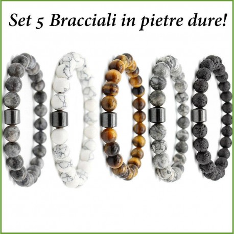 Bracciale da uomo set in pietre dure naturali