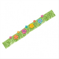 Decorazione Hawaiana ghirlanda con frange in rafia e fiori 