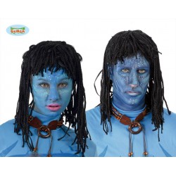 Parrucca treccine nere indigena indigeno avatar indiana rasta uomo donna carnevale