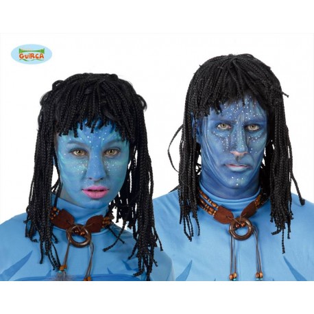 Parrucca treccine nere indigena indigeno avatar indiana rasta uomo donna carnevale