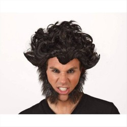 Parrucca lupo mannaro nera con capelli mossi Atosa