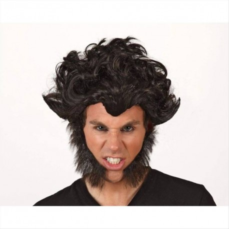 Parrucca lupo mannaro nera con capelli mossi Atosa