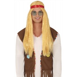 Parrucca Hippie uomo donna bionda lunga frise  con fascia