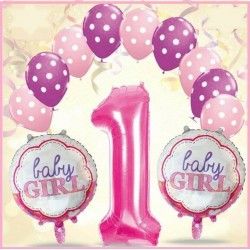 Palloncini 1 primo compleanno rosa bimba abbobbo 