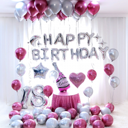 Palloncini 18 anni compleanno happy birthday kit 71 pz